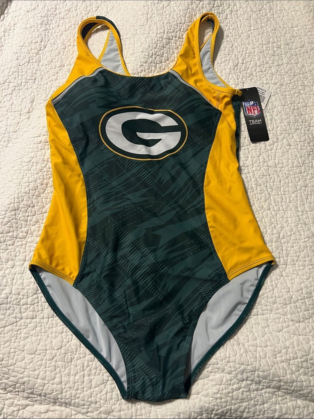 New Green Bay Packers One-Piece Swimsuit in Green & Gold